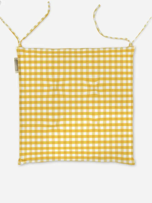 Poduszka na krzesło żółta kratka 40x40 cm