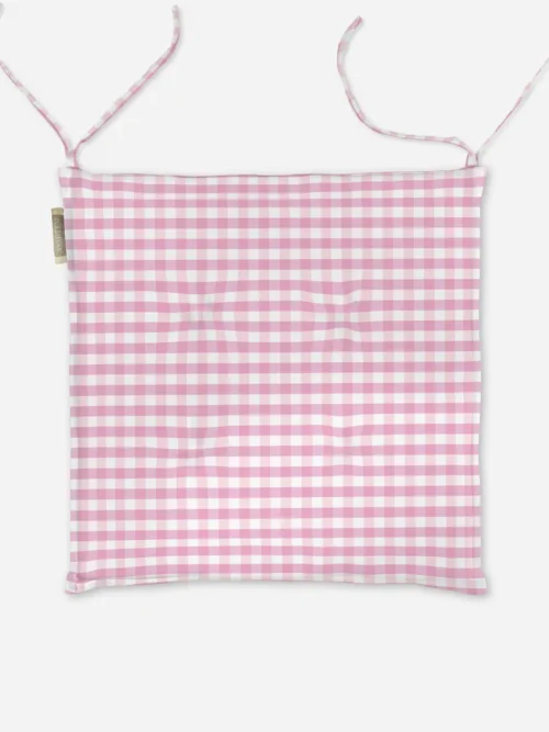 Poduszka na krzesło r&oacute;żowa kratka 40x40 cm