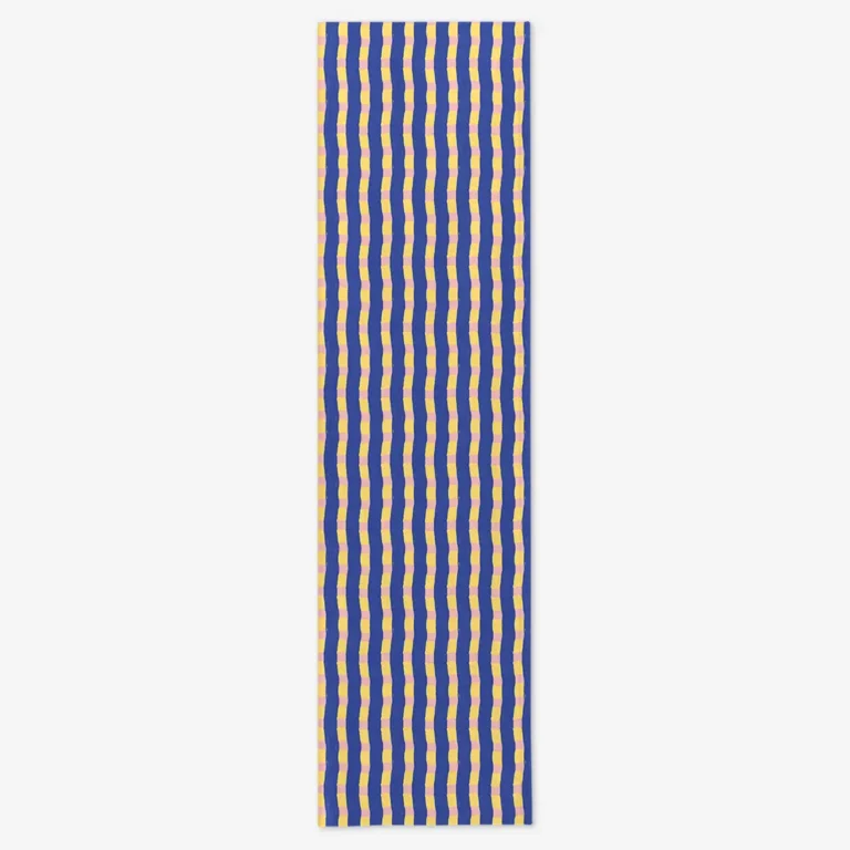 Bieżnik niebiesko zółto różowa krata 40x150 cm