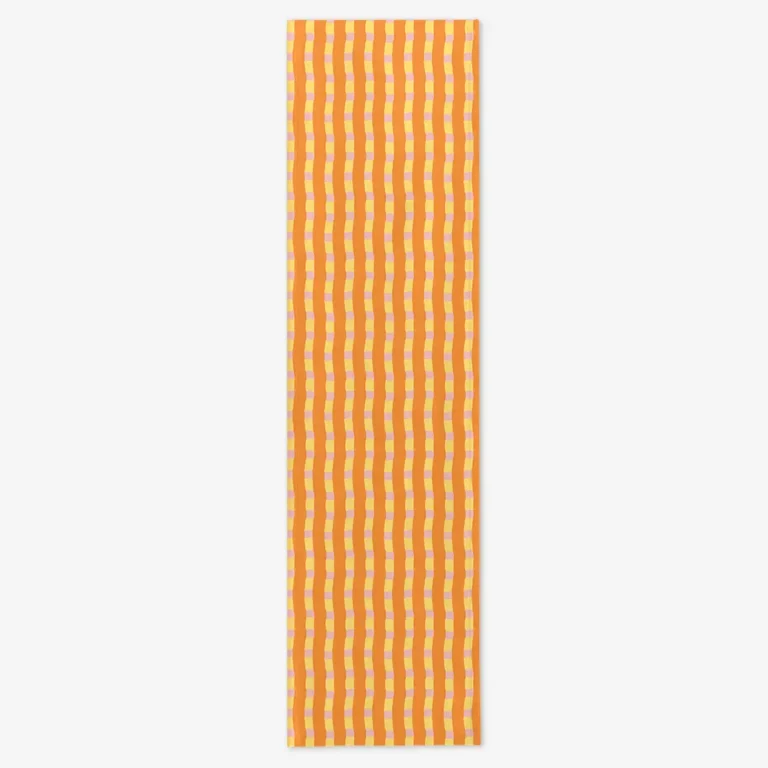 Bieżnik pomarańczowo zółto różowa krata 40x150 cm