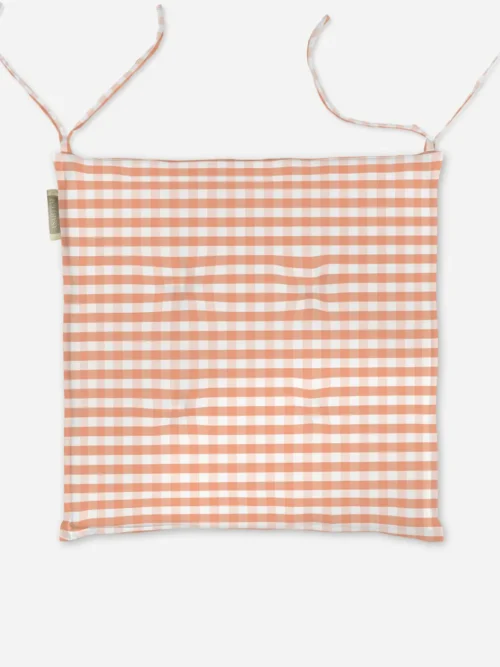 Poduszka na krzesło brzoskwiniowa kratka 40x40 cm