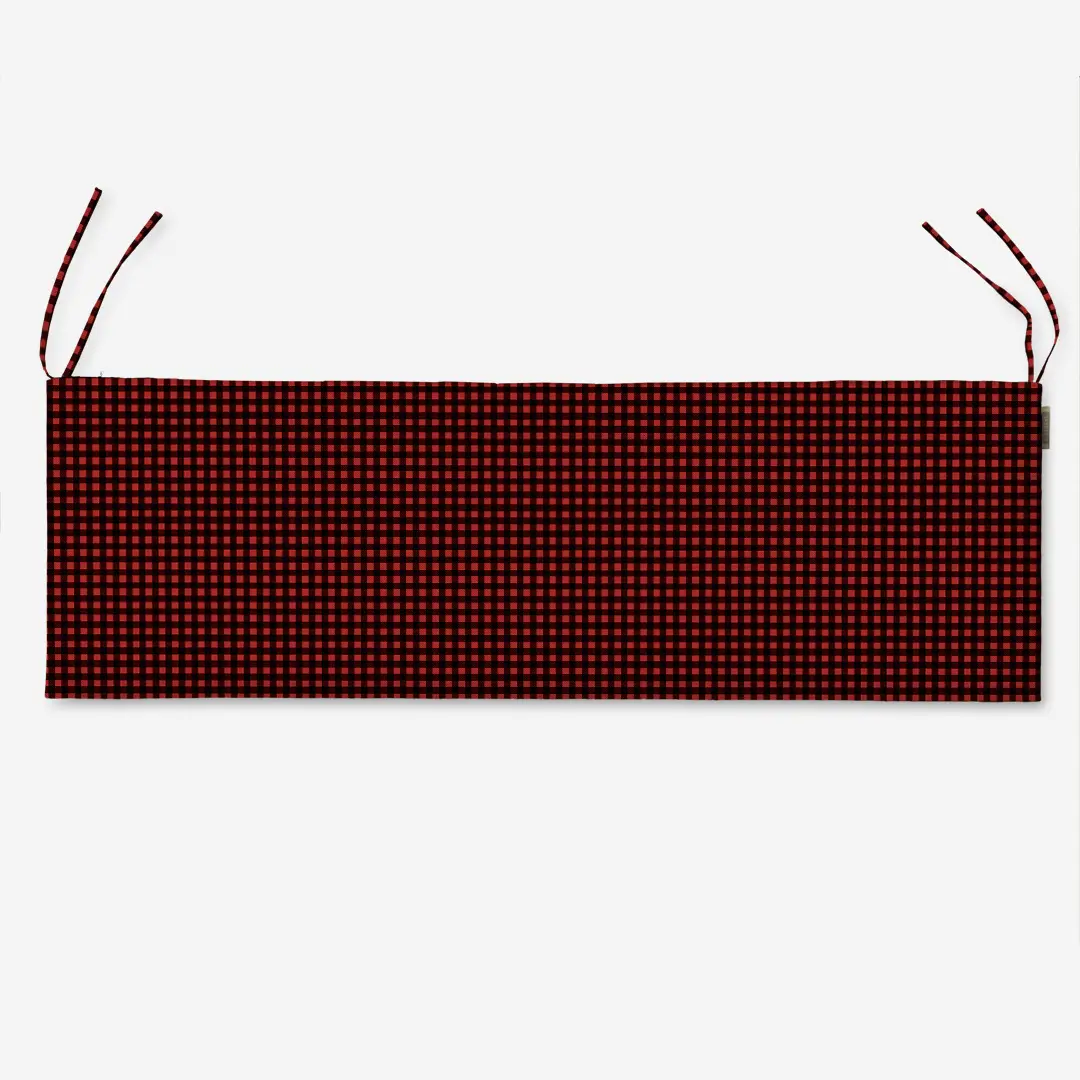 Poduszka na ławkę czarno czerwona kratka 48x150 cm