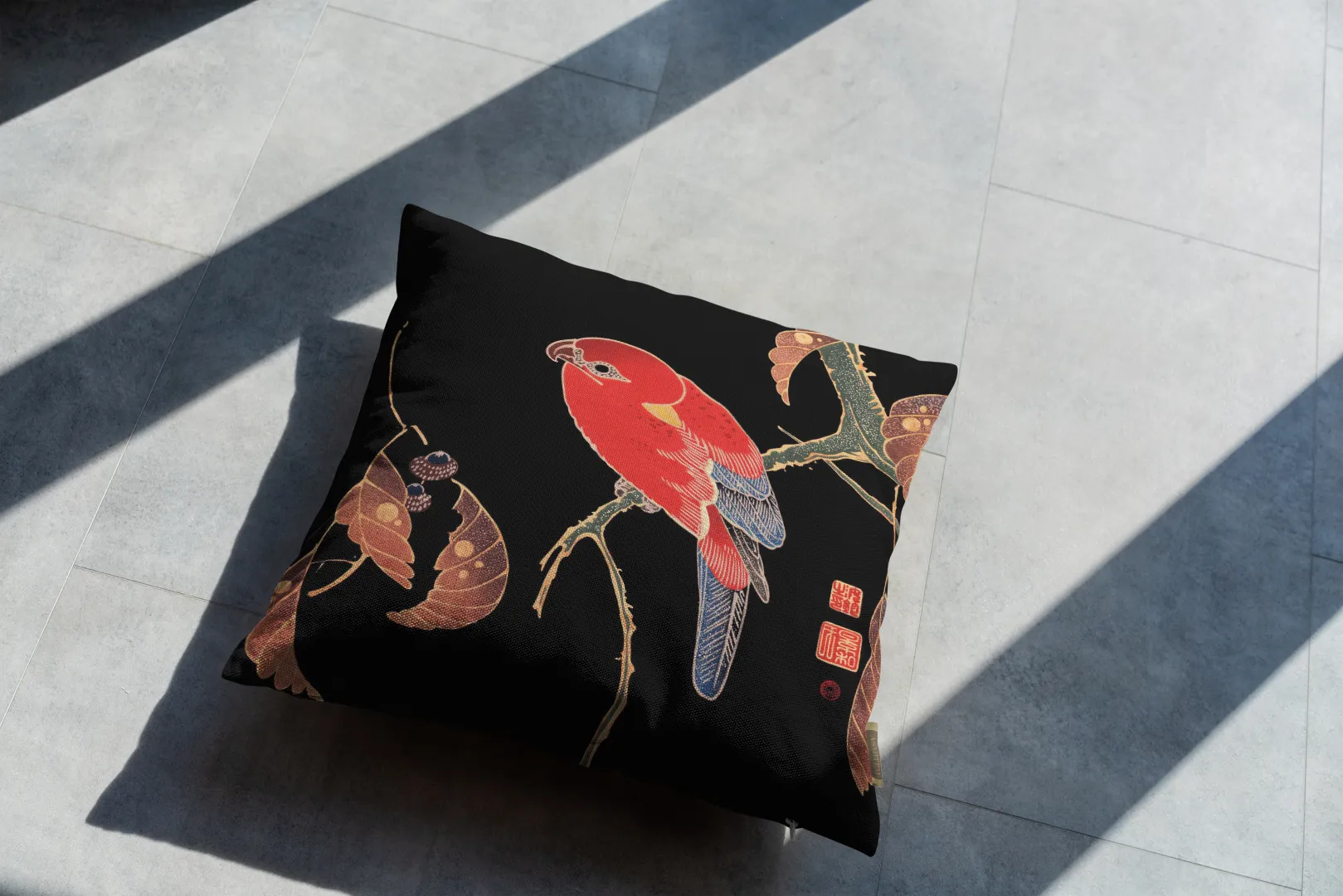 Poduszka - Japońska czerwona papuga - obrazek 3