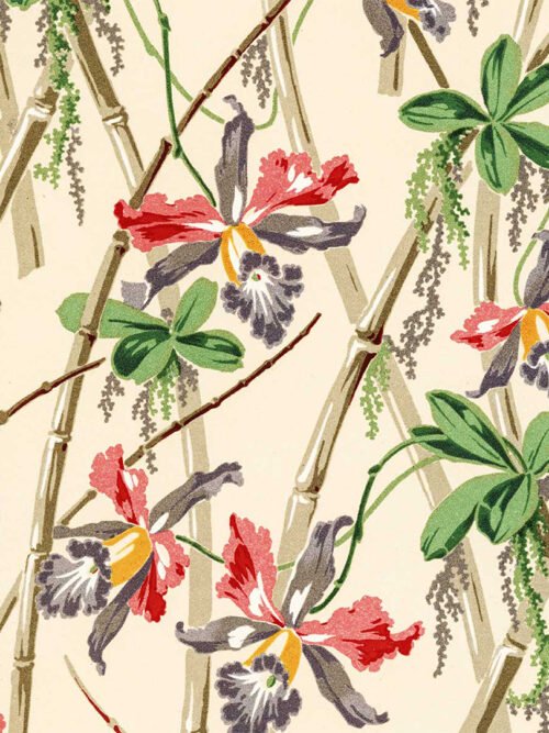 Poduszka na krzesło Bambusy i kwiaty 20x20 cm