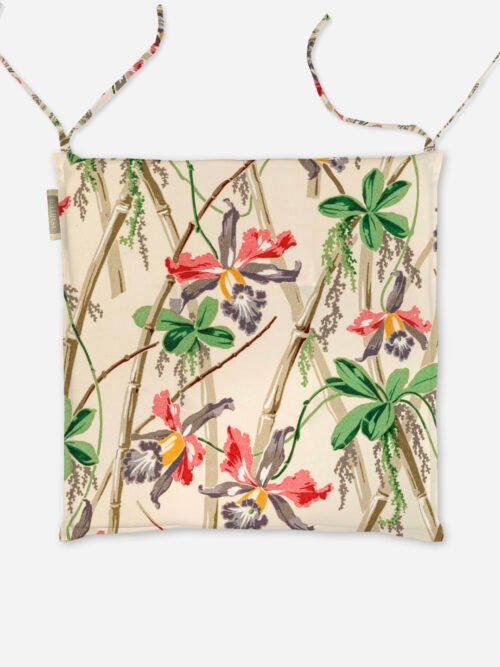 Poduszka na krzesło Bambusy i kwiaty 40x40 cm