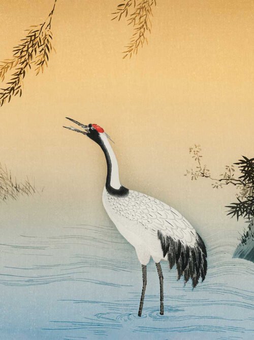 Poduszka na krzesło Żuraw i zachodzące słońce 20x20 cm