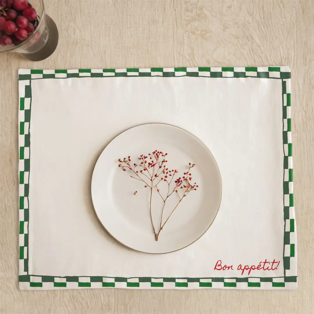 Podkładki - bon appetit - zielona kratka - obrazek 3