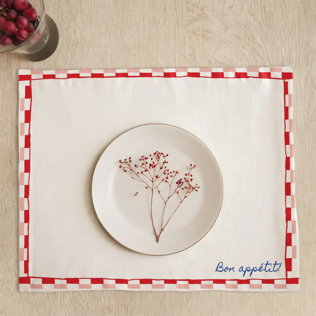 Podkładki - bon appetit - czerwona kratka - obrazek 3