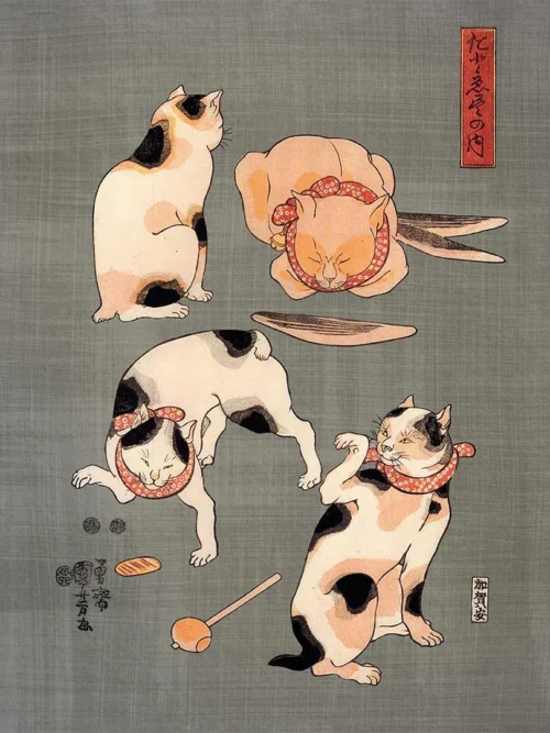Serwetki Japońskie kotki Ukiyo e 20x20 cm
