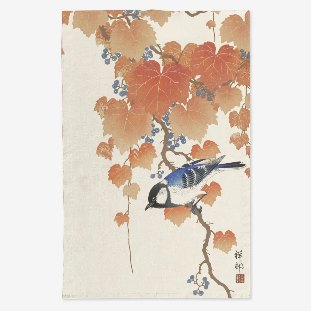 Ręcznik kuchenny - Sikorka - Ukiyo-e