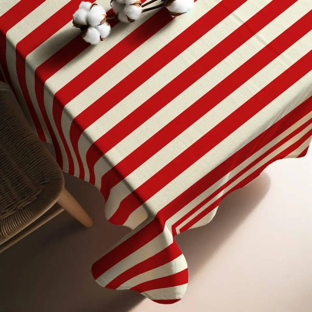 Obrus świąteczny klasyczne czerwone pasy 140x140 cm