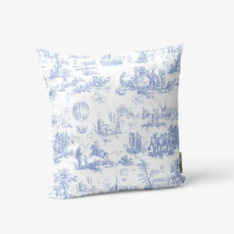 Poduszka Niebieski Toile de Jouy 45x45 cm