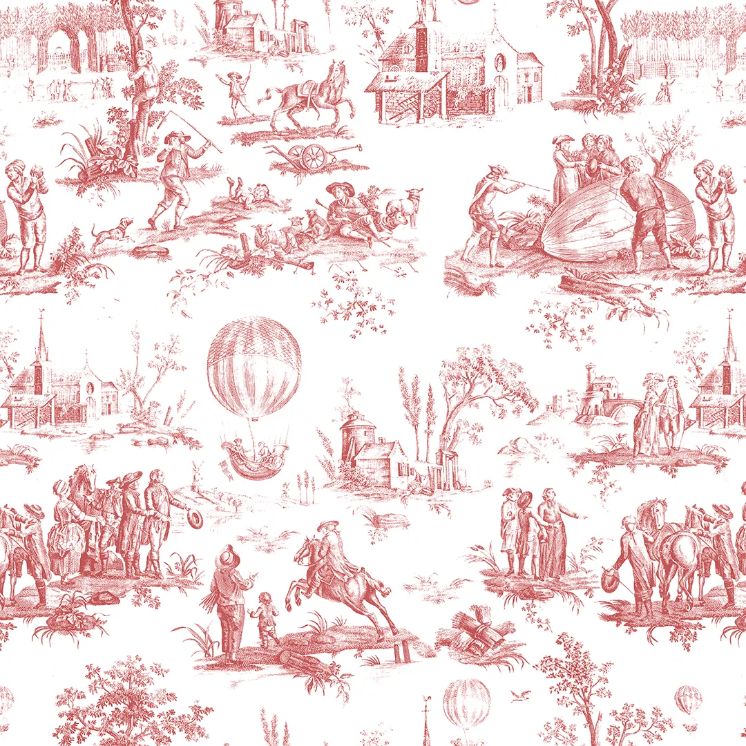 Poduszka Czerwony Toile de Jouy 40x40 cm