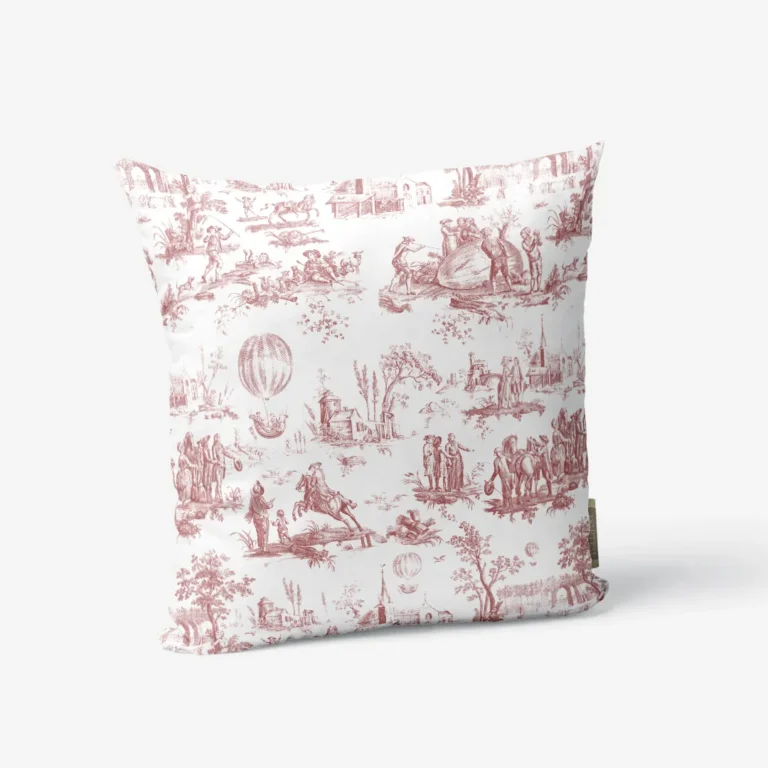 Poduszka Czerwony Toile de Jouy 45x45 cm