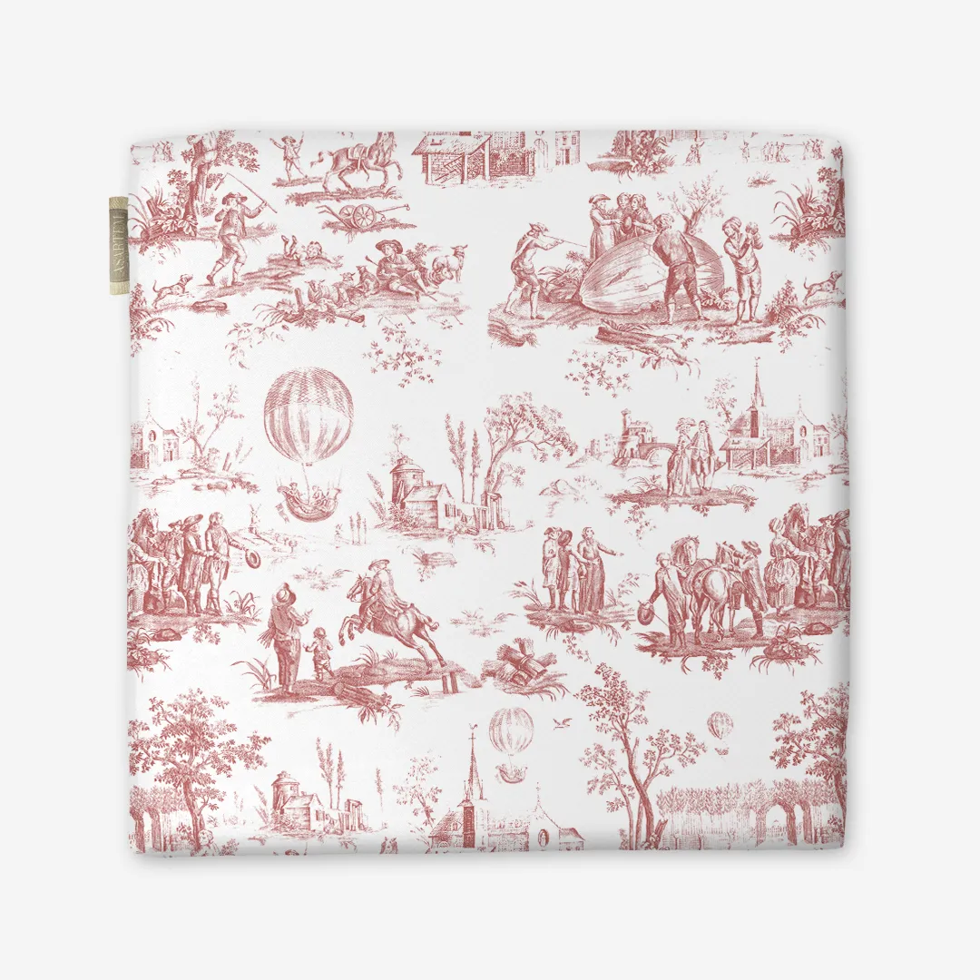 Poduszka na krzesło Czerwony Toile de Jouy 40x40 cm