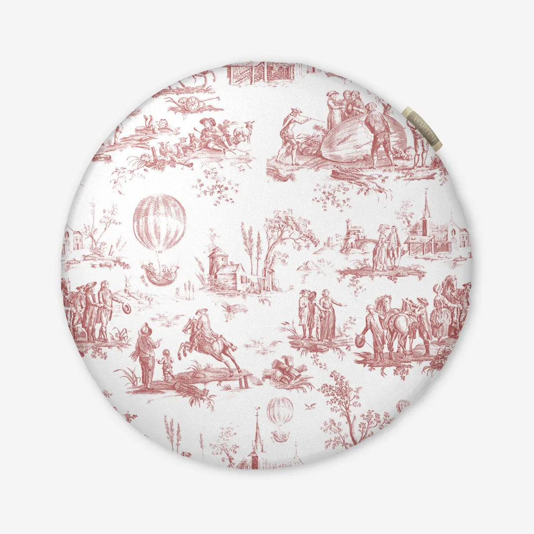 Poduszka na krzesło Czerwony Toile de Jouy 40x40 cm