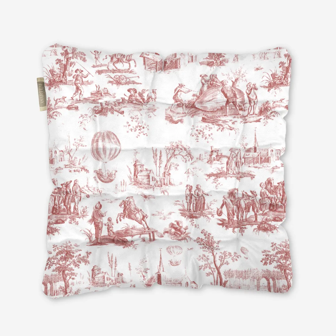 Poduszka na krzesło Czerwony Toile de Jouy 40x40 cm
