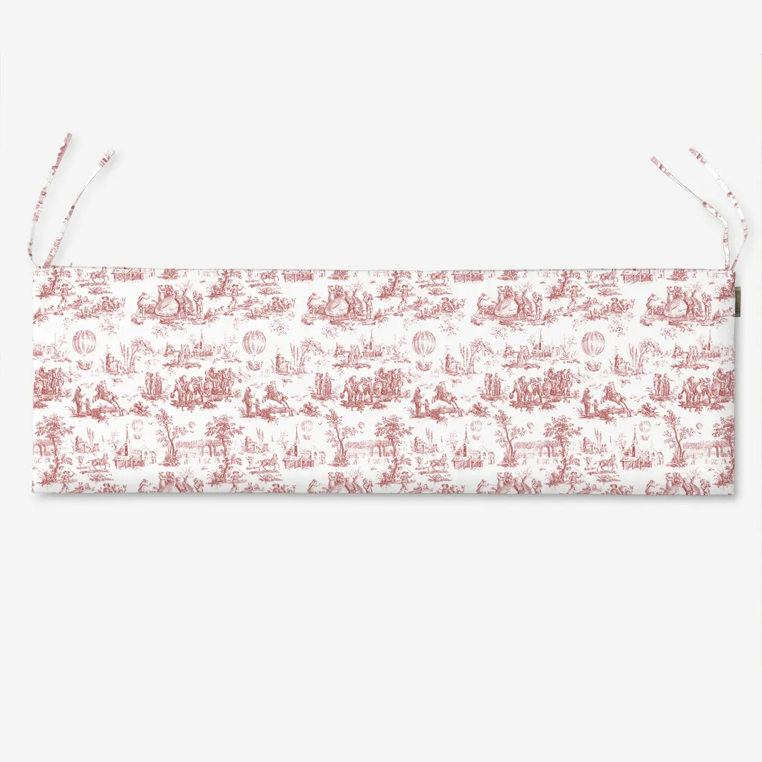 Poduszka na ławkę Czerwony Toile de Jouy 48x150 cm