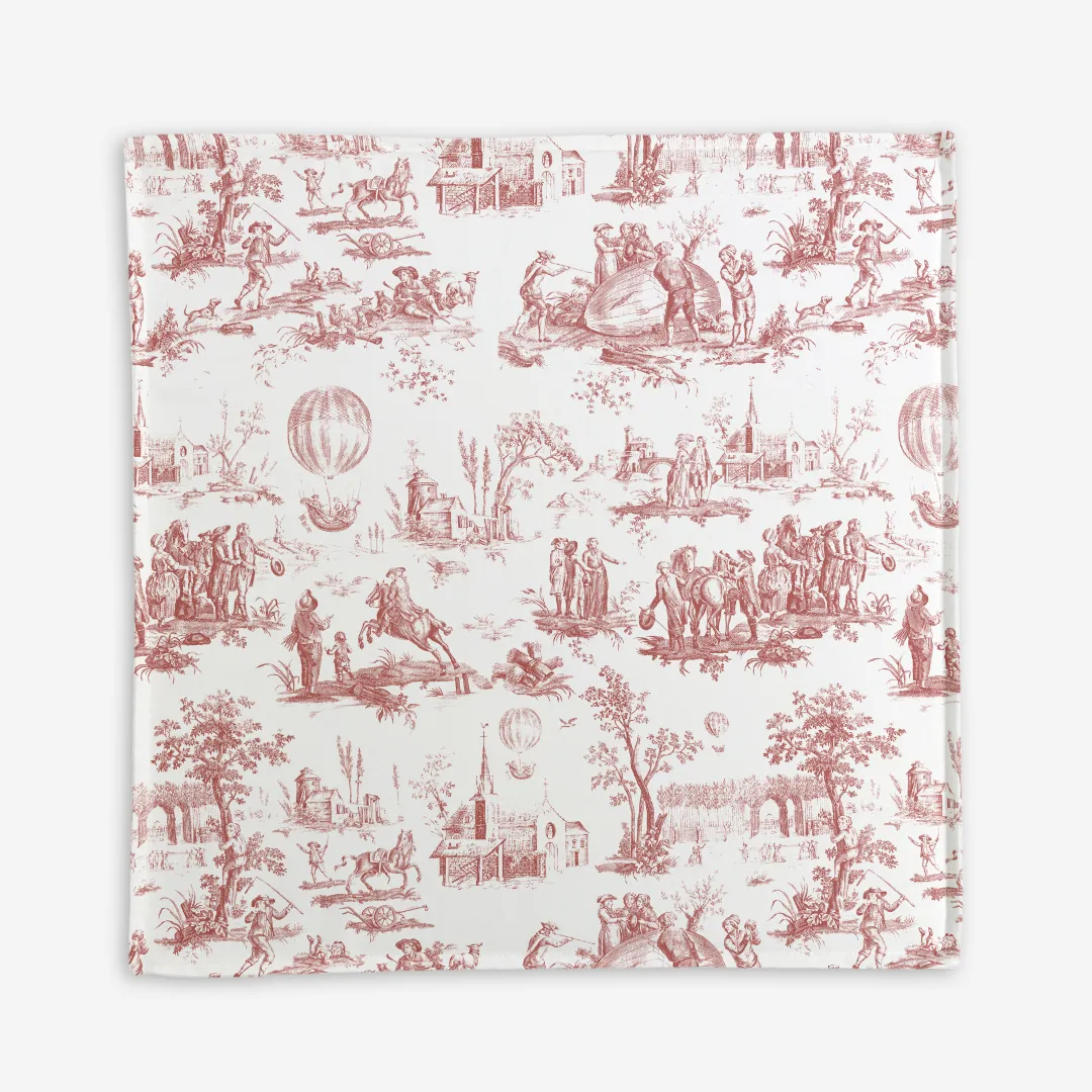 Poduszka na podłogę Czerwony Toile de Jouy 50x50 cm