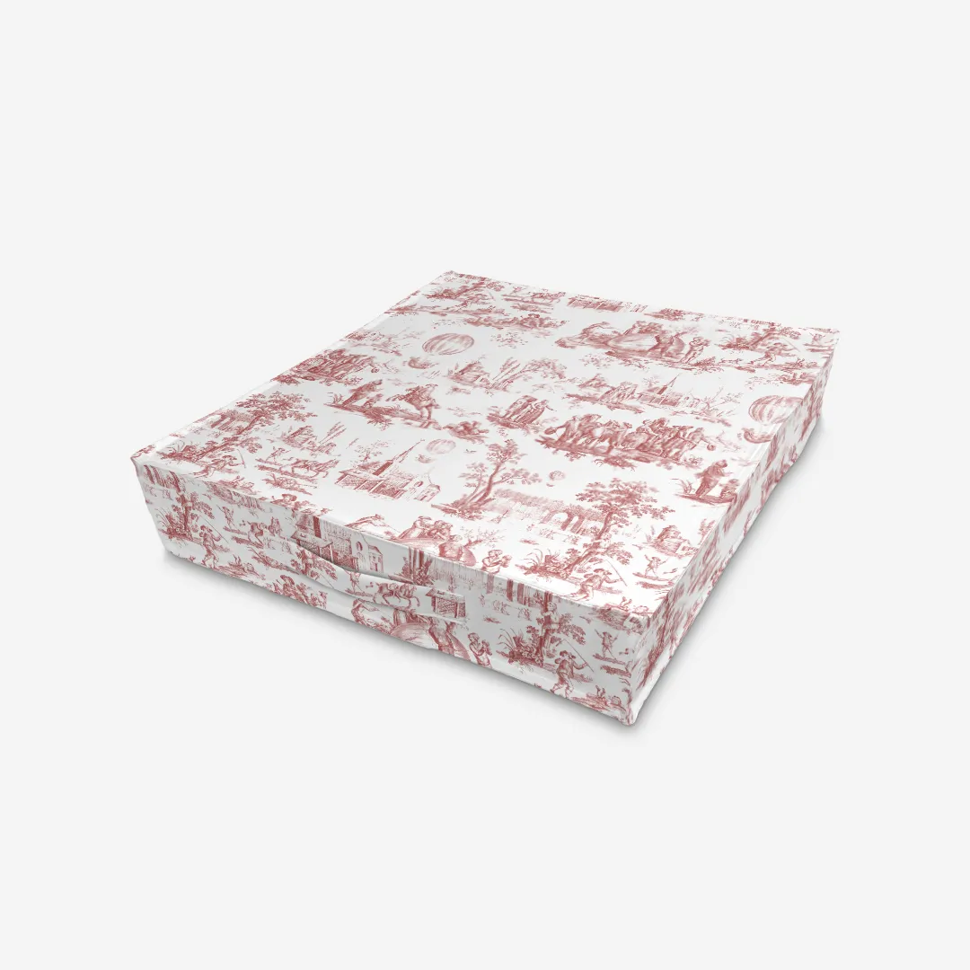 Poduszka na podłogę Czerwony Toile de Jouy 50x50 cm