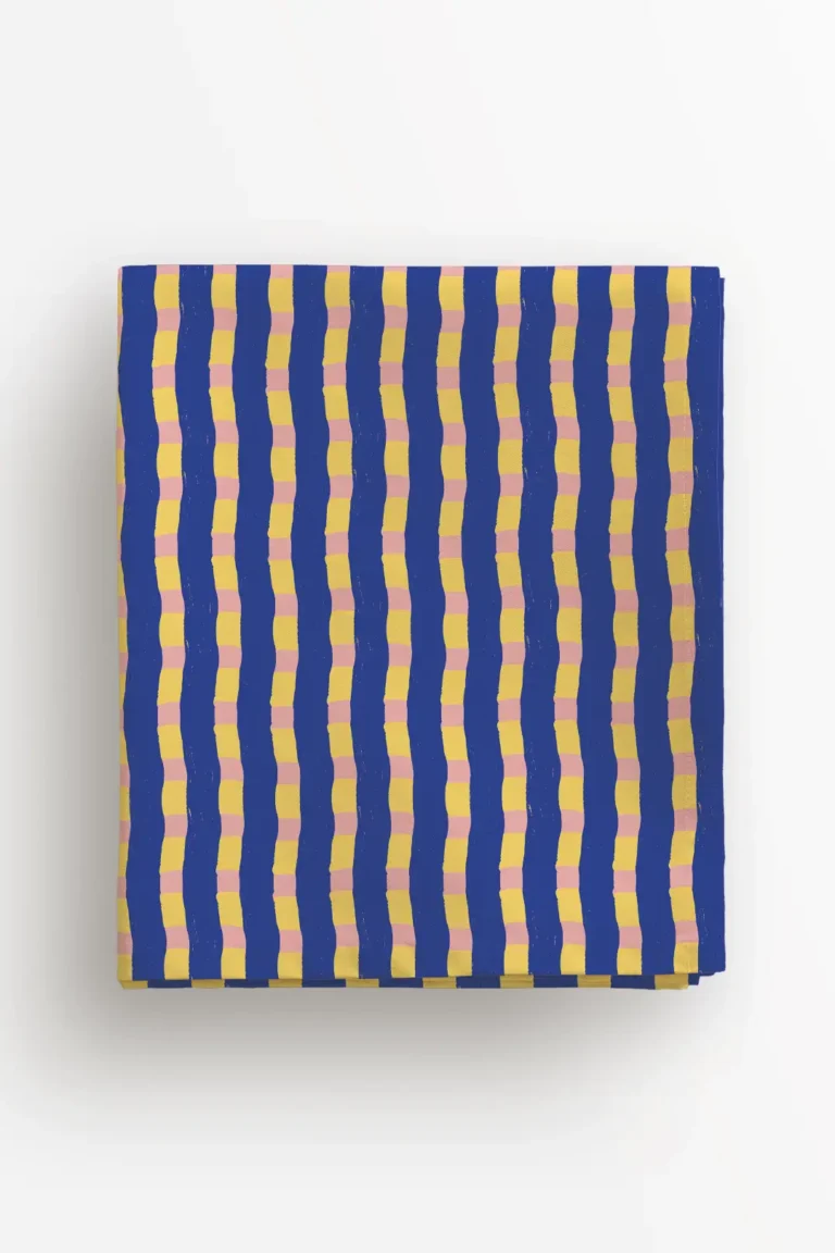 Obrus niebiesko zółto różowa krata 100x100 cm