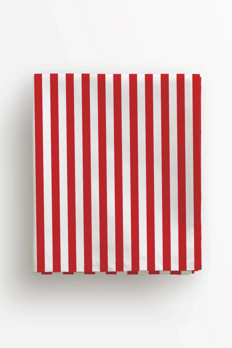 Obrus świąteczny czerwone paski 2 cm 100x100 cm