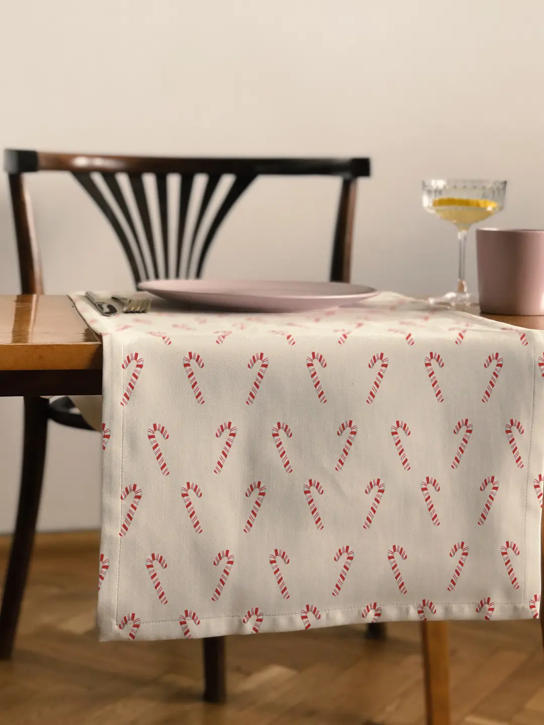 Bieżnik świąteczny Laski świąteczne beż 40x150 cm