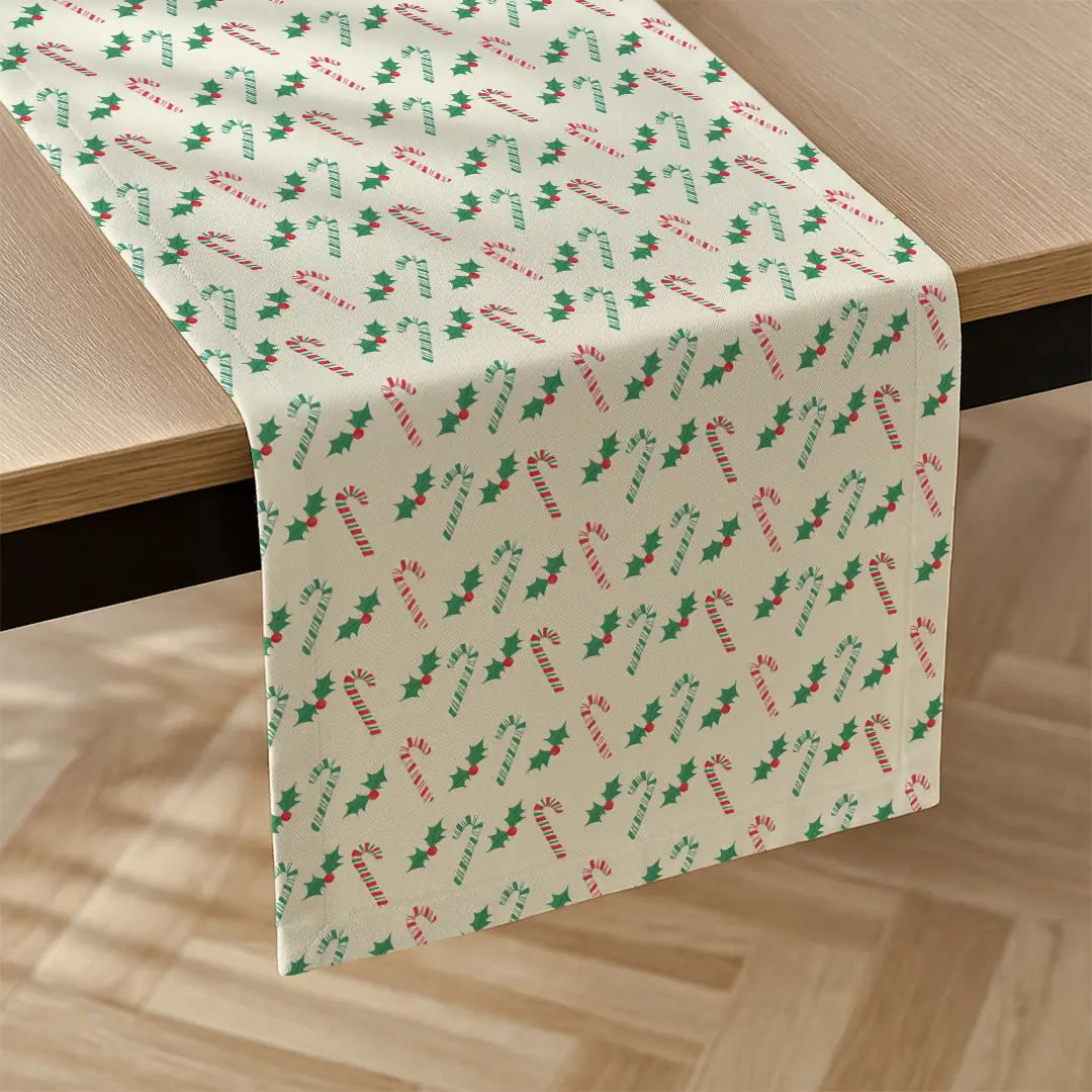 Bieżnik świąteczny Laski świąteczne i jemioła 40x150 cm