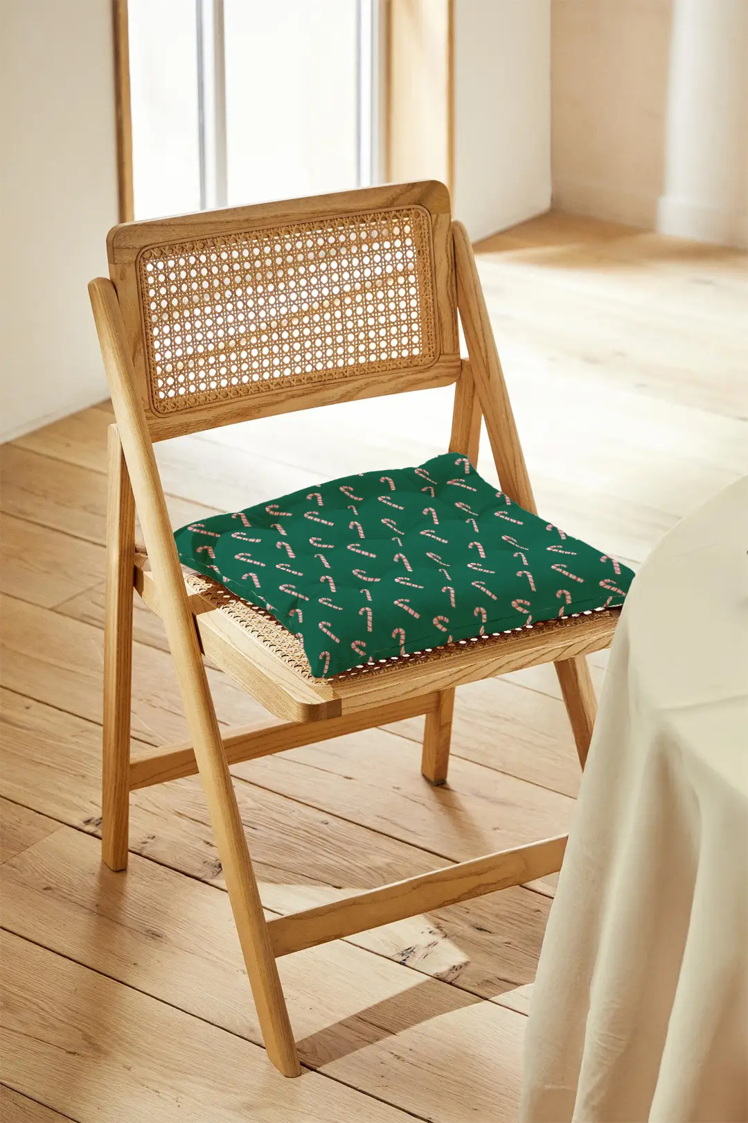 Poduszka świąteczna na krzesło Laski świąteczne zieleń 40x40 cm