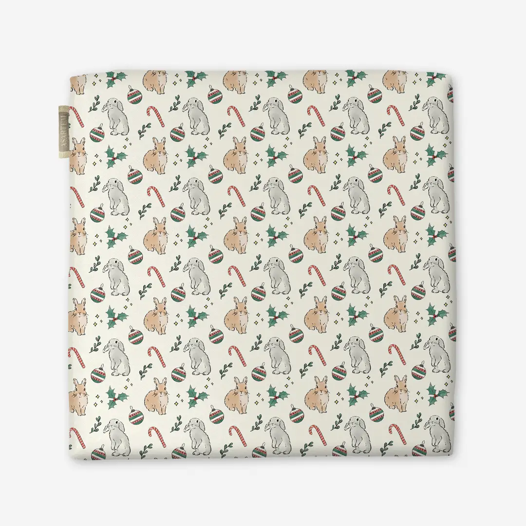 Poduszka świąteczna na krzesło Akwarelowe króliczki świąteczne 40x40 cm