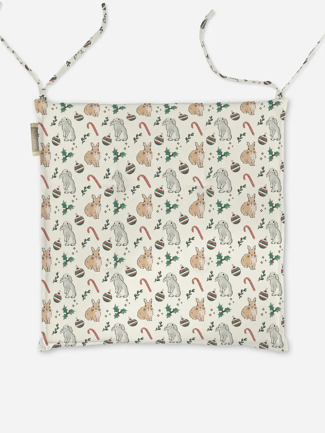 Poduszka świąteczna na krzesło Akwarelowe króliczki świąteczne 40x40 cm