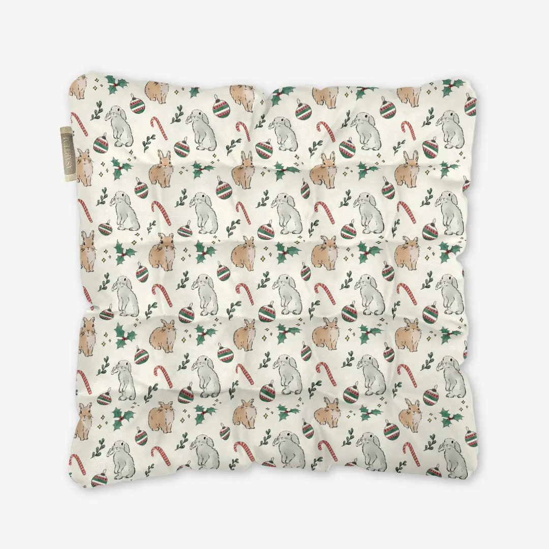 Poduszka świąteczna na krzesło Akwarelowe króliczki świąteczne 40x40 cm