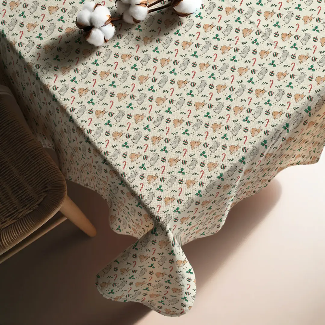 Obrus świąteczny Akwarelowe króliczki świąteczne 140x140 cm