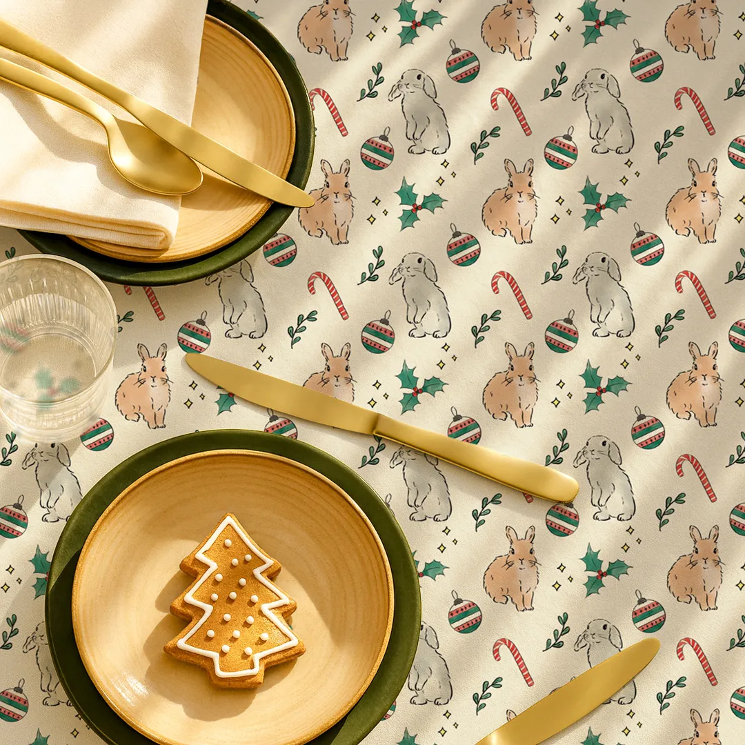 Obrus świąteczny Akwarelowe króliczki świąteczne 35x45 cm