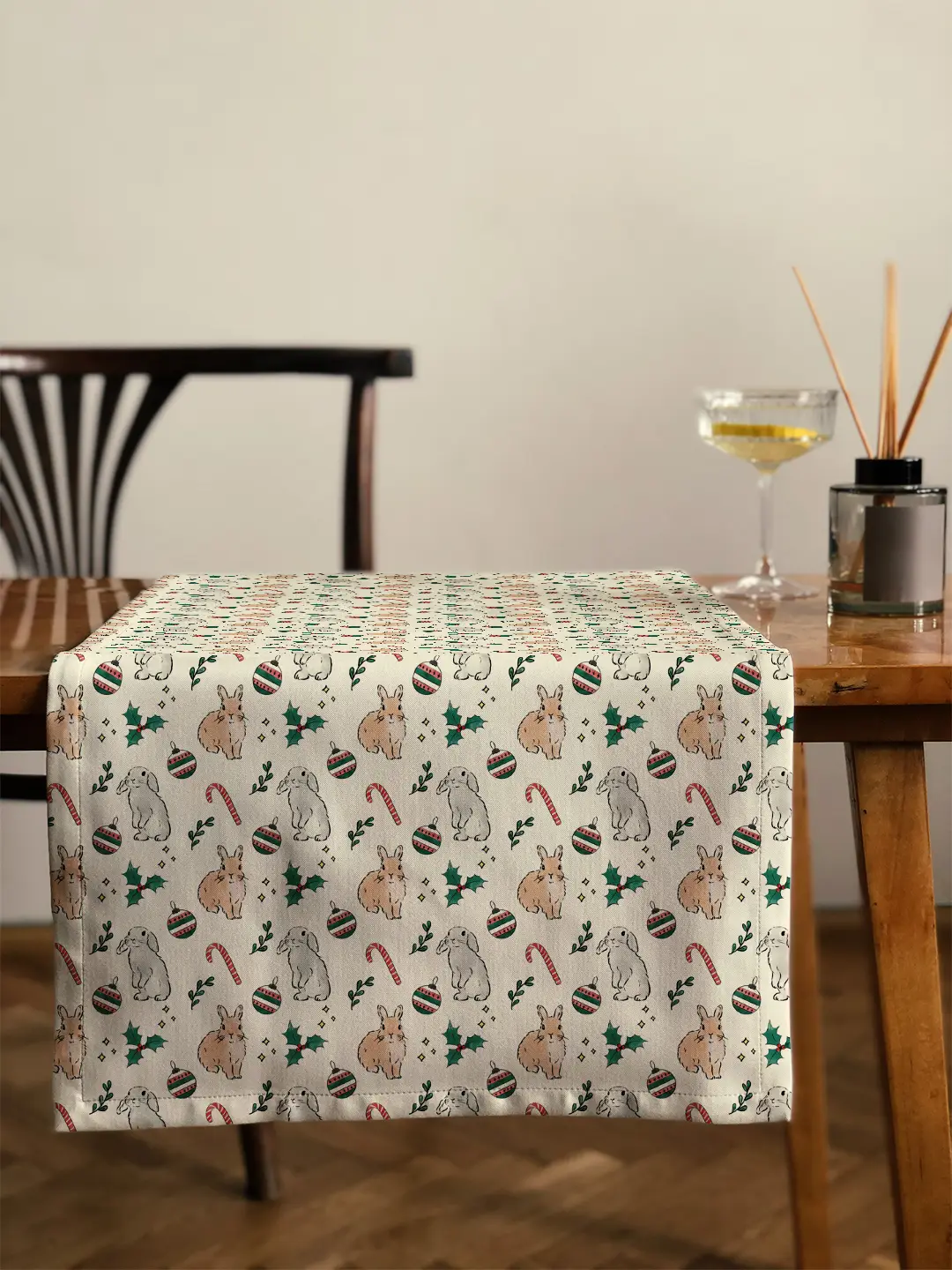 Bieżnik świąteczny Akwarelowe króliczki świąteczne 40x150 cm