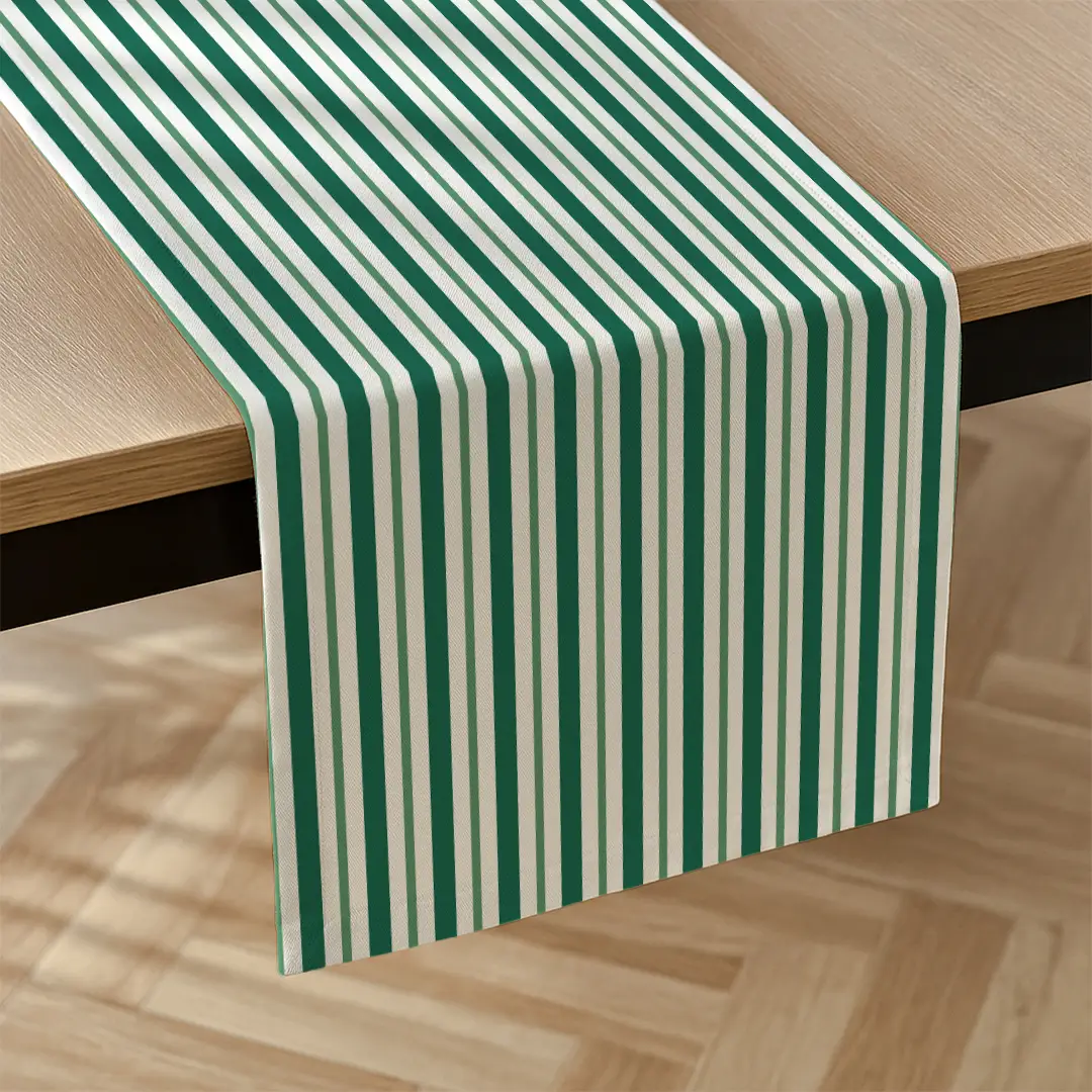 Bieżnik świąteczny klasyczne zielone świąteczne paski 40x150 cm