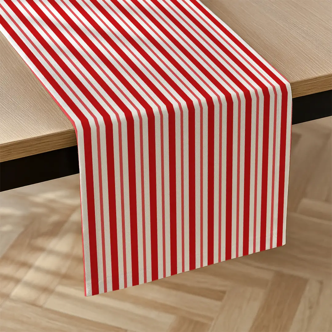 Bieżnik świąteczny klasyczne czerwone świąteczne paski 40x150 cm