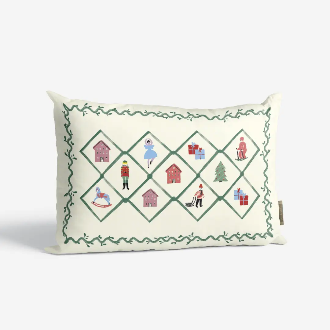 Poduszka świąteczna Retro wieniec 40x60 cm