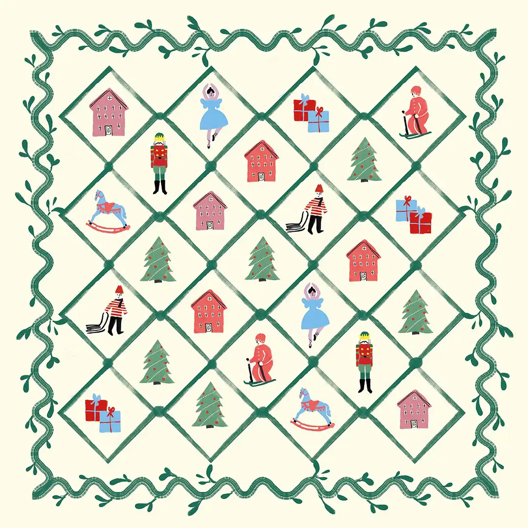 Poduszka świąteczna Retro wieniec 20x20 cm