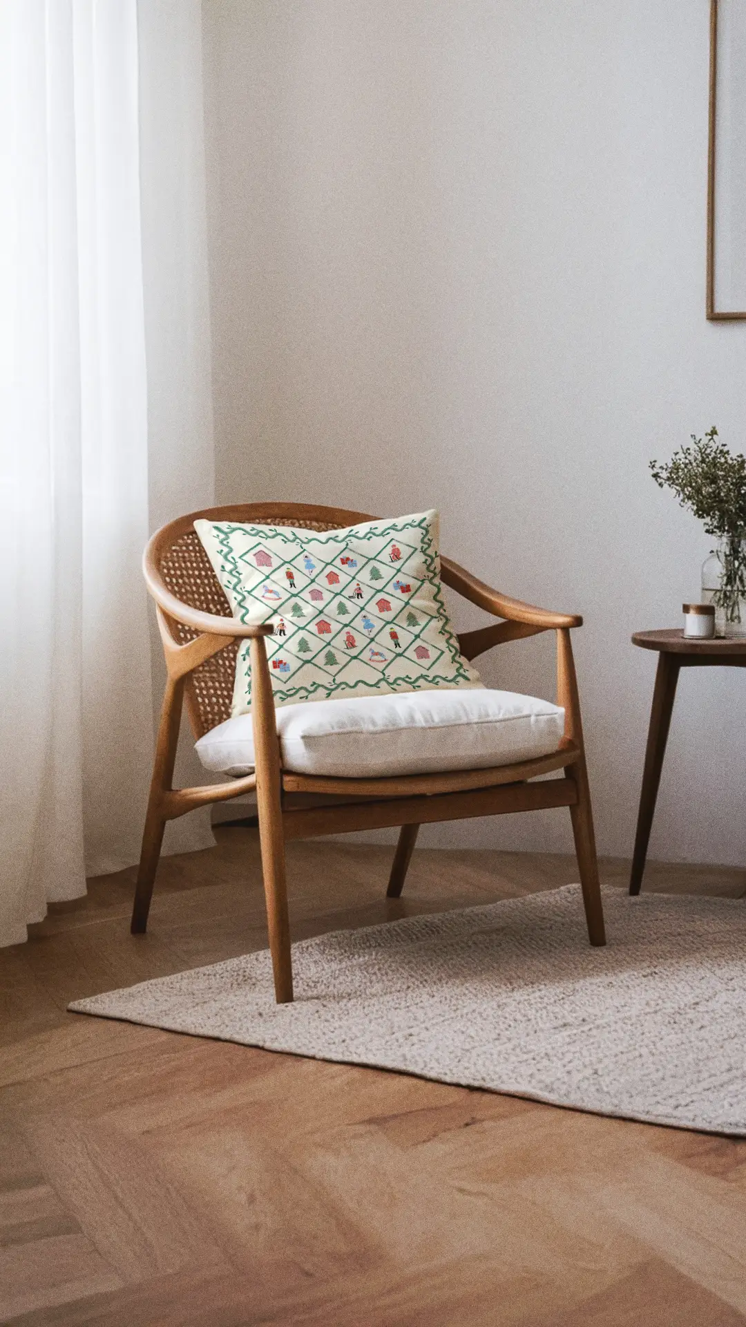 Poduszka świąteczna Retro wieniec 45x45 cm