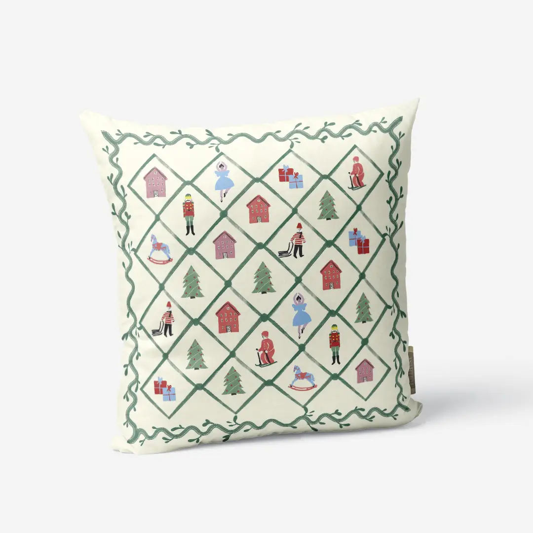 Poduszka świąteczna Retro wieniec 45x45 cm