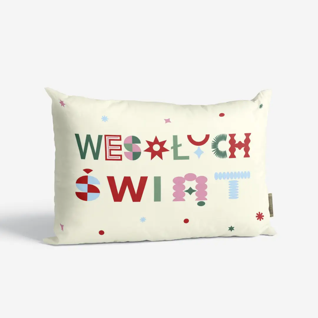 Poduszka świąteczna Wesołych świąt napis 40x60 cm