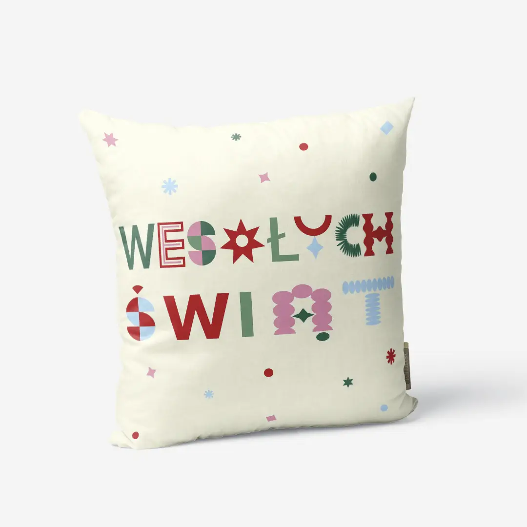 Poduszka świąteczna Wesołych świąt napis 45x45 cm
