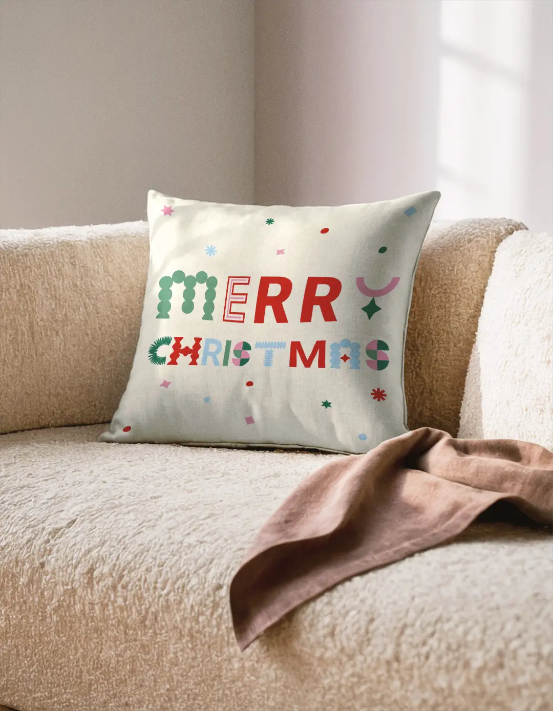 Poduszka świąteczna Merry Christmas napis 45x45 cm