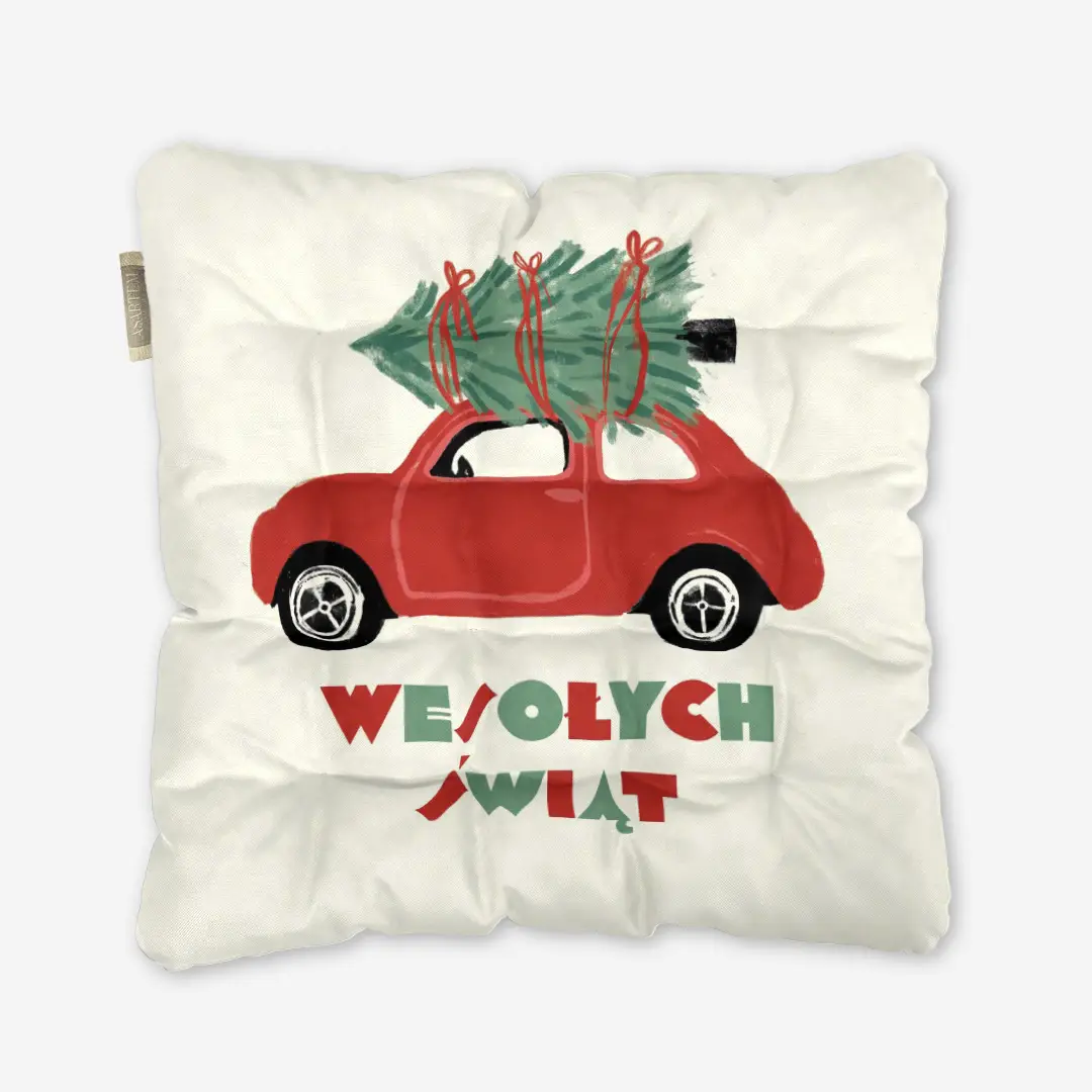 Poduszka świąteczna na krzesło Wesołych Świąt 40x40 cm