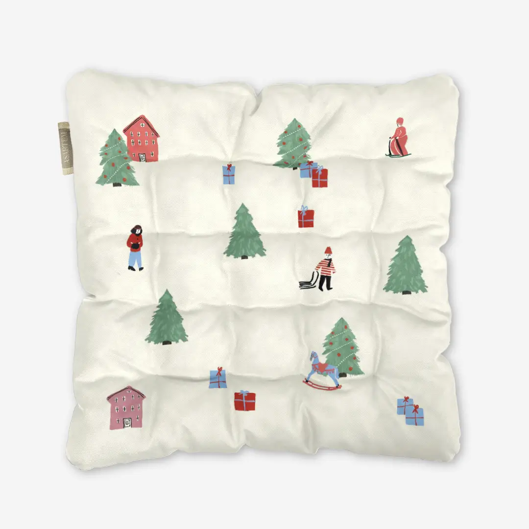 Poduszka świąteczna na krzesło Świąteczny pejzaż 40x40 cm