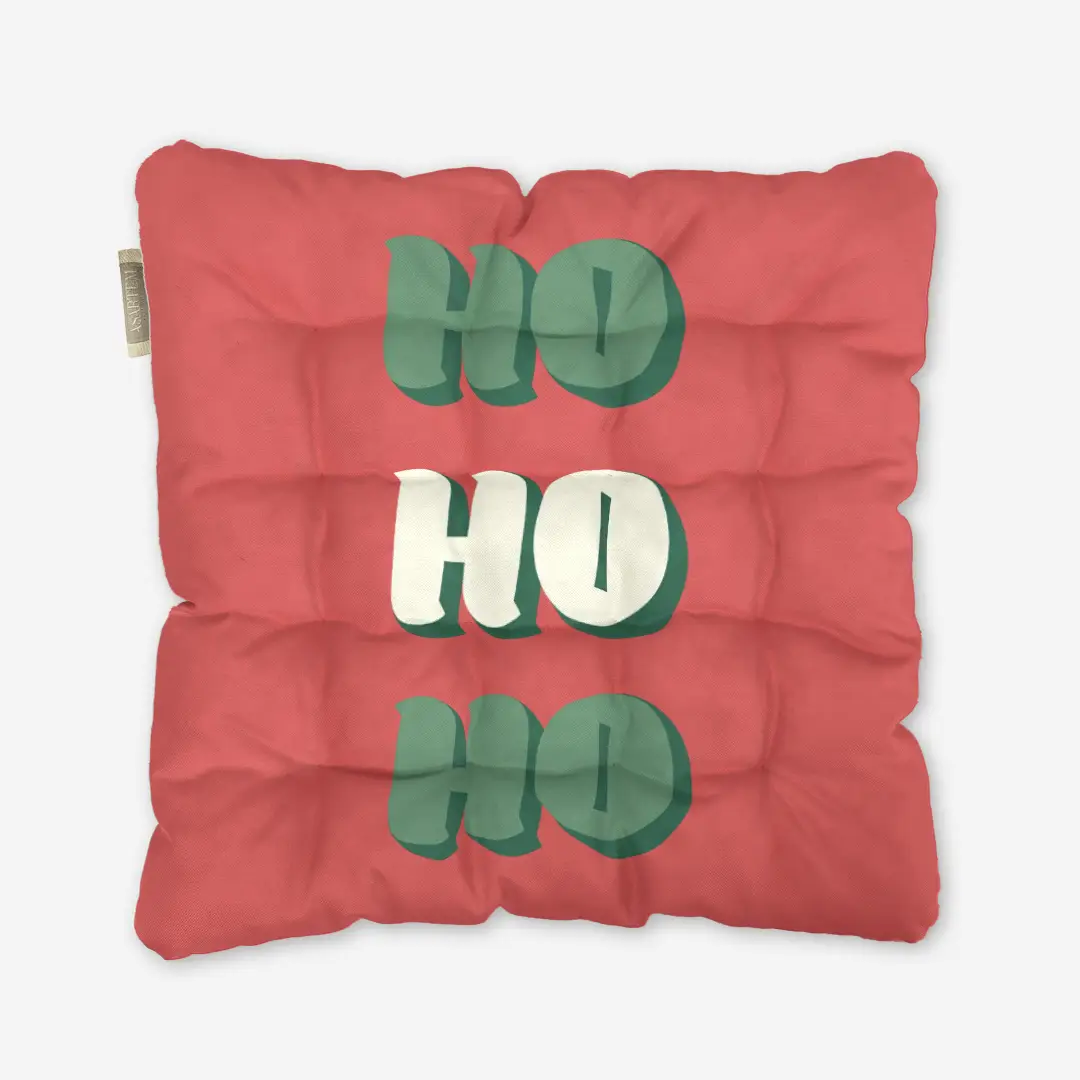 Poduszka świąteczna na krzesło HO HO HO czerwone tło 40x40 cm