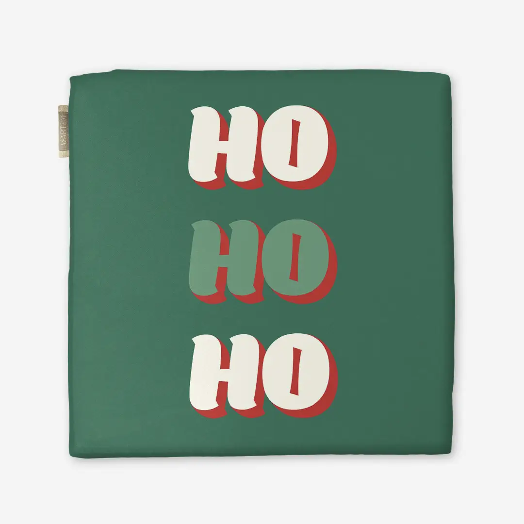 Poduszka świąteczna na krzesło HO HO HO zielone tło 40x40 cm
