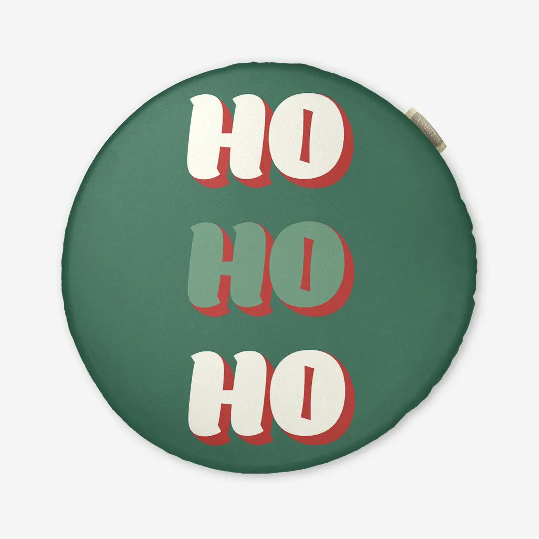 Poduszka świąteczna na krzesło HO HO HO zielone tło 40x40 cm