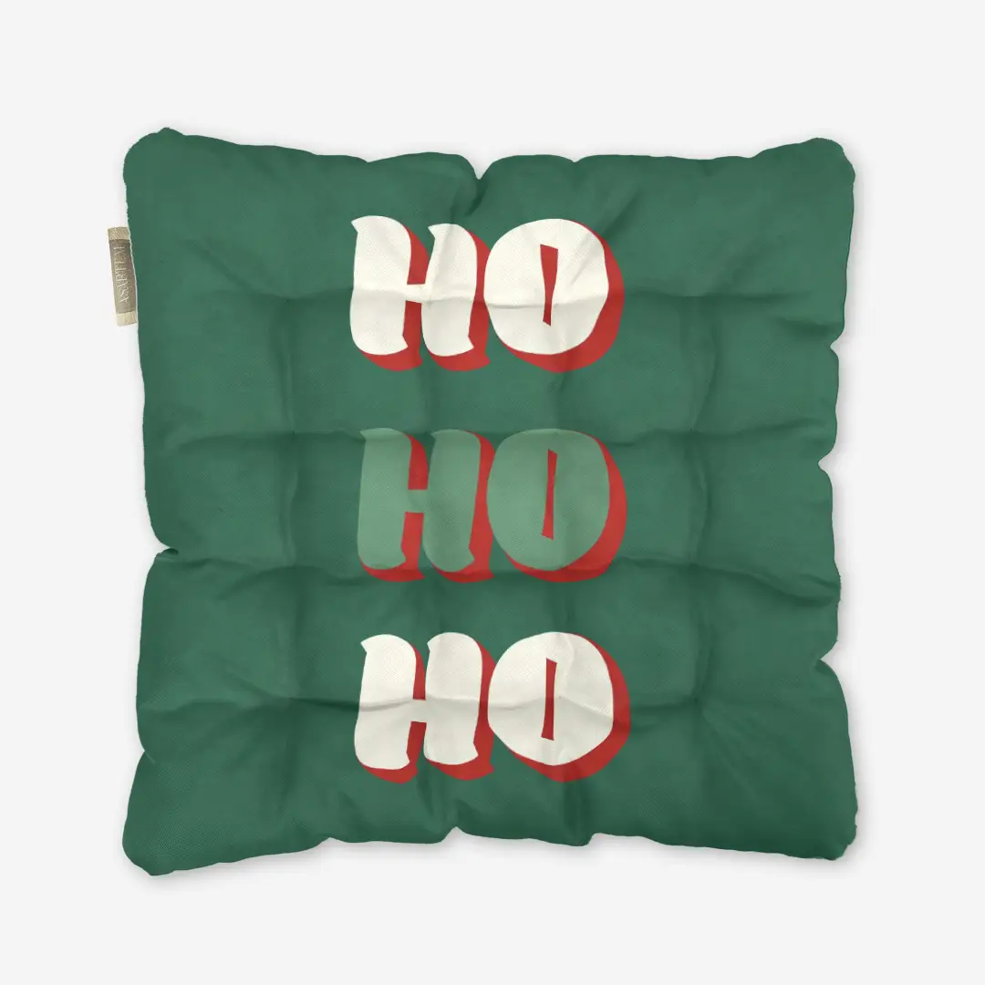 Poduszka świąteczna na krzesło HO HO HO zielone tło 40x40 cm
